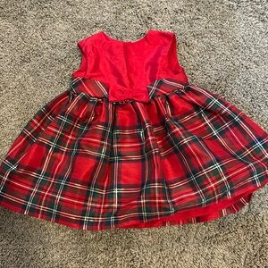 18 month old Girls Red, Green, silver Puffy Dress